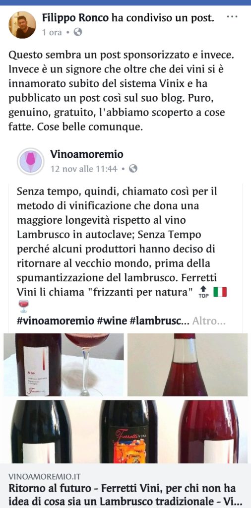 feedback vinoamoremio ronco vinix